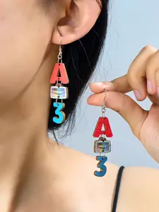 Teacher Appreciation Day Earrings, Creative Heart Letter Book Wooden Long Teacher Gift, Sweet Ear Jewelry for Women