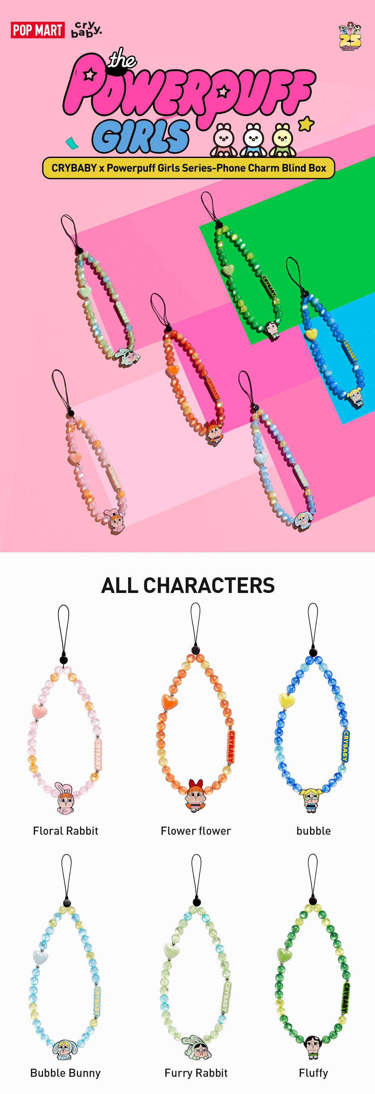 CRYBABY × Powerpuff Girls Series-Phone Charm, Blind Box, Mystery Box