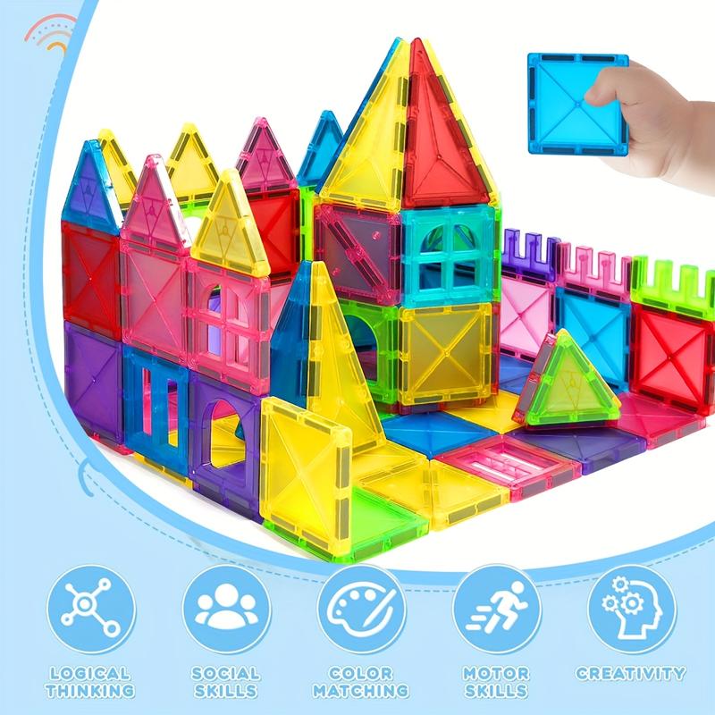 40/65/100pcs Children Magnetic Building Blocks Set, STEM Educational Toy, Stacking and Puzzle Set, Ideal Birthday Gift for Kids