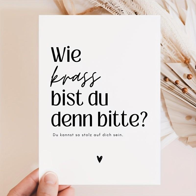 5 German Congratulations Cards, Minimalist Design, Inspirational Achievement Cards, Modern Font, Encouragement Gifts for Friends and Family