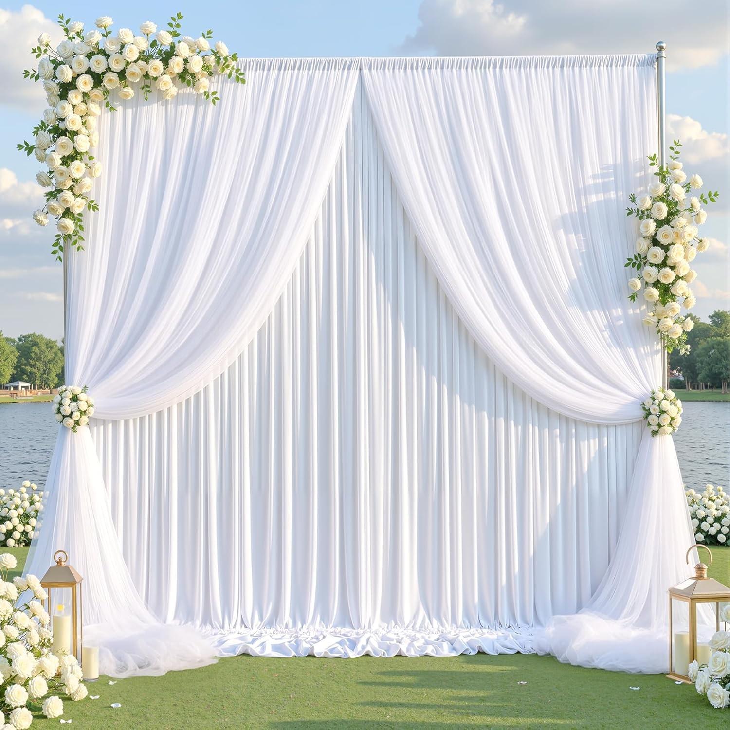 2pc Sheer Background Curtain, Perfect for Parties, Weddings, Baby Shower, Bridal Party, Birthday Party, Photography Backdrop Decor