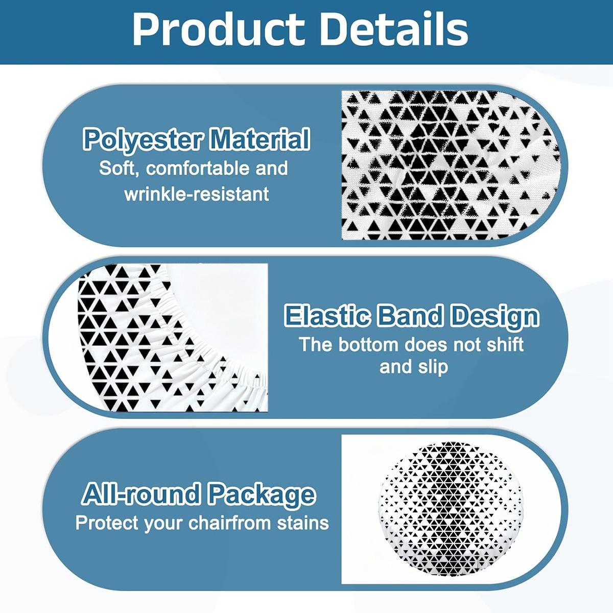 2/4/6/8PCS triangular geometry digital printing pattern universal elastic round stool cover for all seasons, elastic, bar chair cover, outdoor chair, small round cushion cover, restaurant, cafe and other scenes