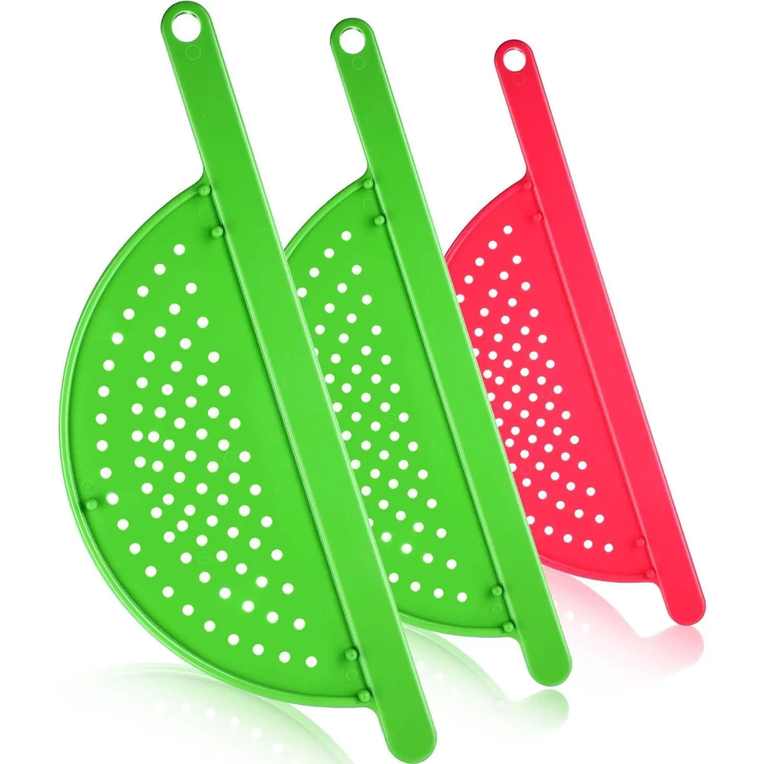 3 Pcs Pot Strainer Plastic Flat Pan Drainer with Handle, Fits 9 Inch
