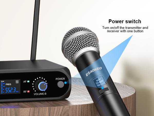 Aokeo V200 Wireless Microphone System - 100ft Range, Metal Wireless Mic Set with Case,Handheld Cordless Dynamic Microphones for Singing, Karaoke, Church, DJ, UHF