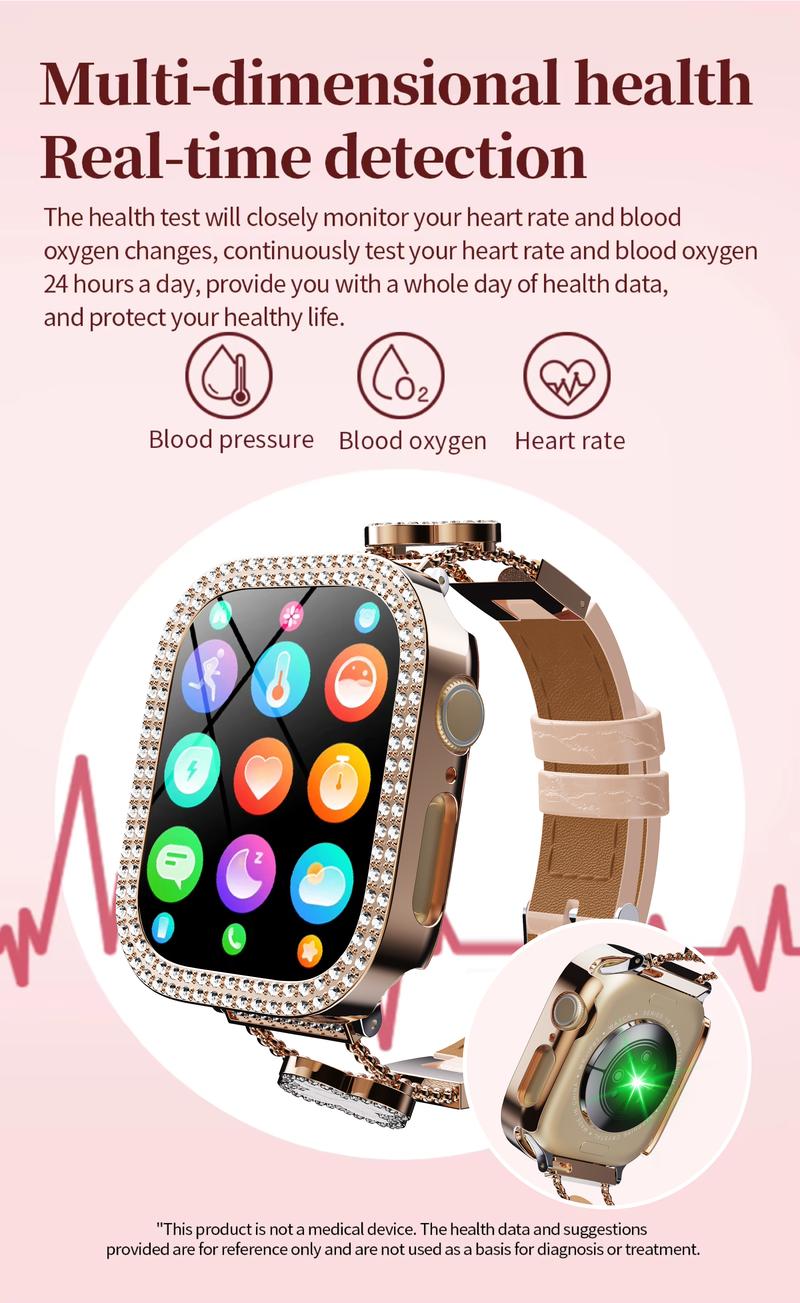 2026 Fashion Diamonds Smart Watch, Perfect Valentine's Day Gift for Men Women, Touch Screen Fitness Watch with DIY Dial, Answer/Make Call/Message, 100+ Sport Modes, Activity Tracker for iPhone Android, Royal Gold