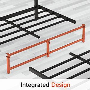 Full/Queen/King Bed Frame with Wood Headboard, Platform Bed Frame with Under Bed Storage and Metal Legs, No Box Spring Needed-Rustic Brown