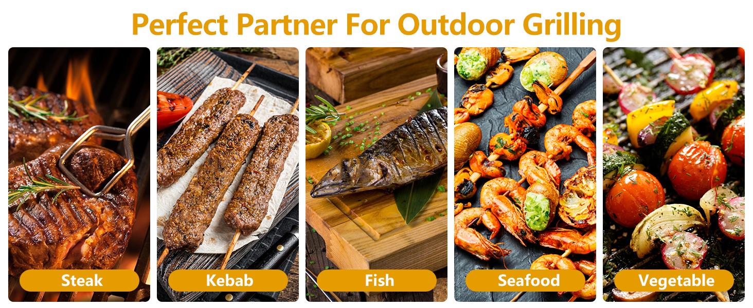 GEEKHOM Portable Charcoal Grill, Outdoor Small BBQ Grill with Barbecue Accessories, Folding Camping Grill for Outdoor Cooking Travel Picnic Patio Beach Hiking Park, Height Adjustable for 3 to 5 People