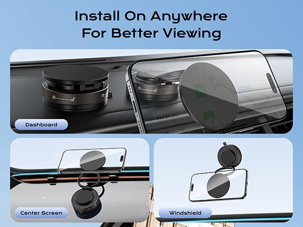 Vacuum Magnetic Suction Cup Phone Mount forMagsafe, 360° Adjustable Magnetic PhoneHolder, Pocket Size Foldable Portable Cell PhoneHolders for Your Car for All Smartphones & AllCar Models