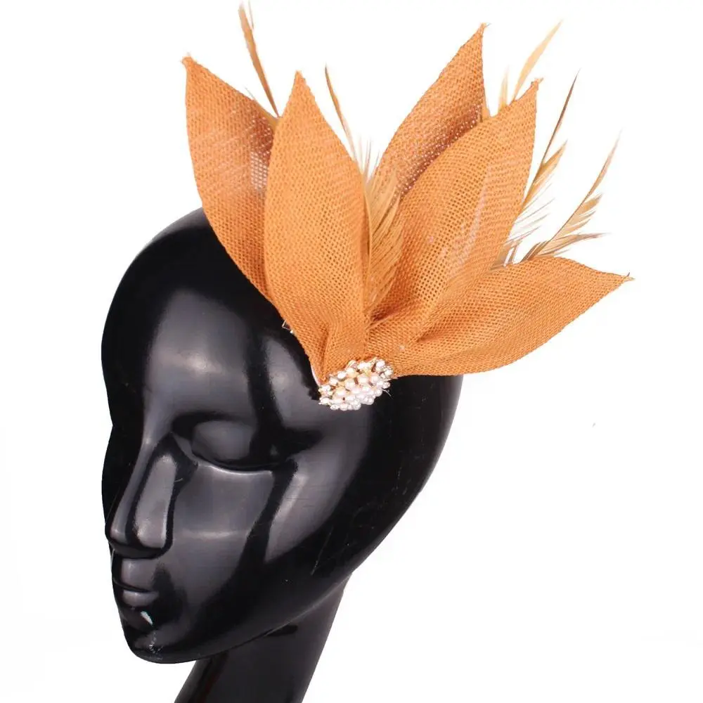 Elegant bride  Feather Fascinator Headband hat for Women Ladies Wedding headwear Church Cocktail Party Hair Accessories