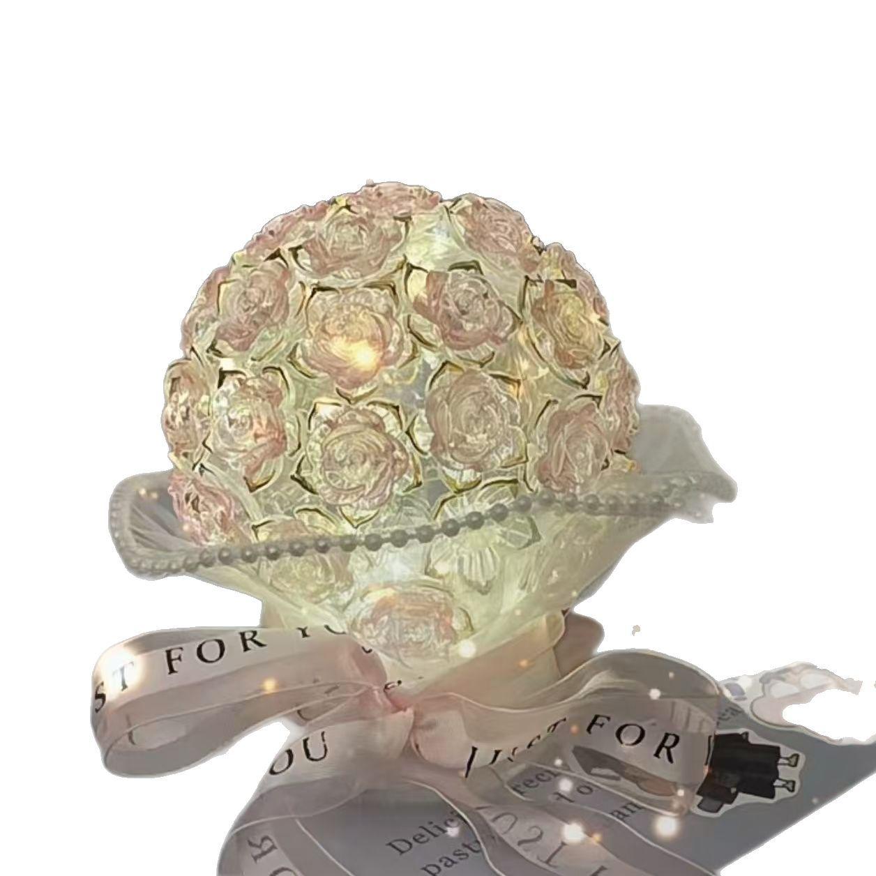 Handmade DIY Rose Night Light Material Pack, Handmade Creative Ornament, Gift for Best Friends, Gift for Mom, Gift for Teacher, Gift for Friends, Rose Night Light, Handmade Night Light, Creative Handmade Gift.