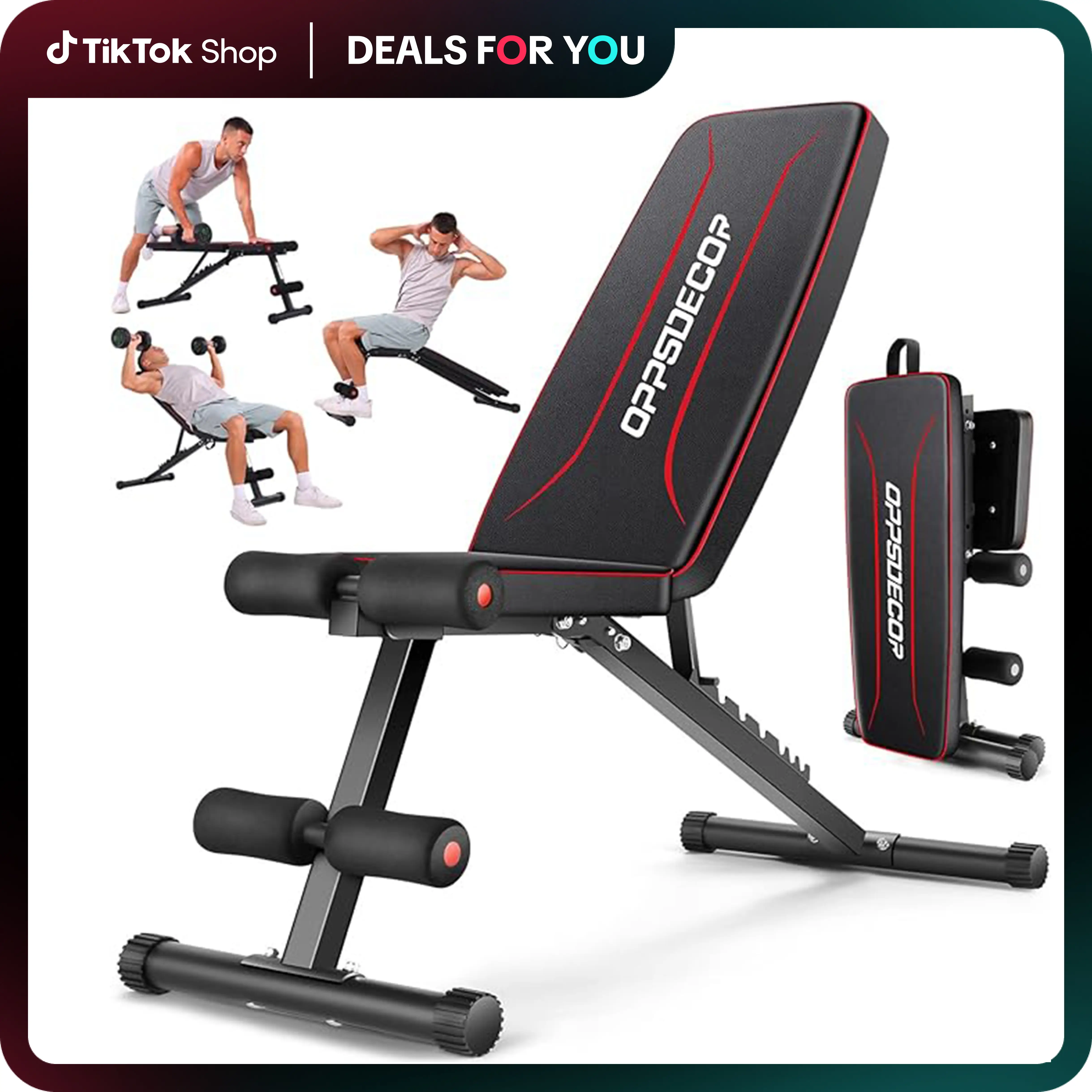 OPPSDECOR Weight Bench, Adjustable Strength Training Bench for Full Body Workout with Fast Folding lifting equipment