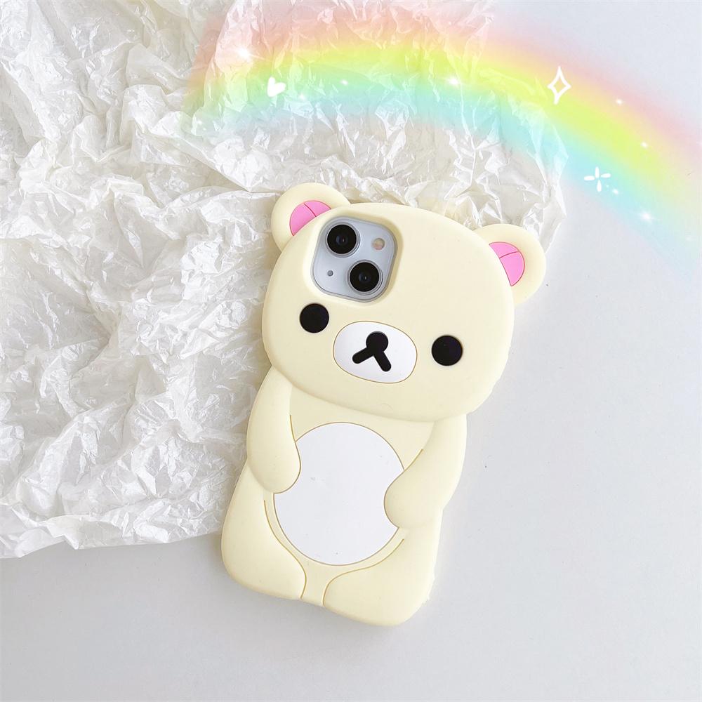 3D Rilakkuma Soft Silicone Protective Phone Case, Cute Cartoon Cover for iPhone 16/15/14/13/12/11 Pro, X, XS, XS Max, XR, 6/7/8 Plus, 4/4S, 5/5S and SE, Smartphone Casing