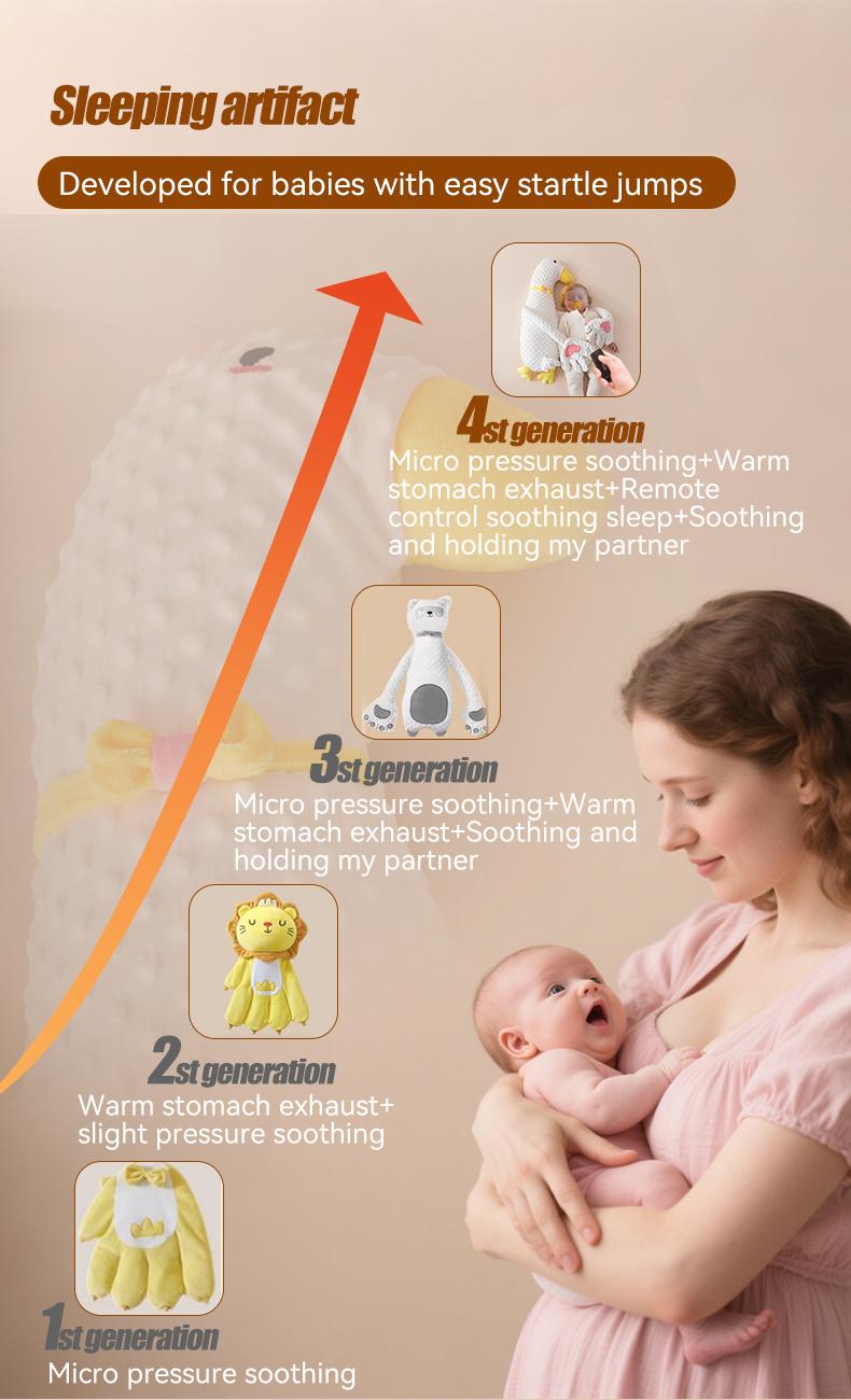 Baby Sleeping Pillow Big White Goose Patting Soother Animals Shaped Sleep Aid Calming Companion for Bedtime