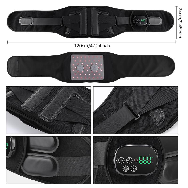 Red Lights Waist Back Massager, Elastic Back Support Belt,Vibration Heating Pad for Back 660nm 850nm LED, Improve Circulation, Christmas Gift For Men Women