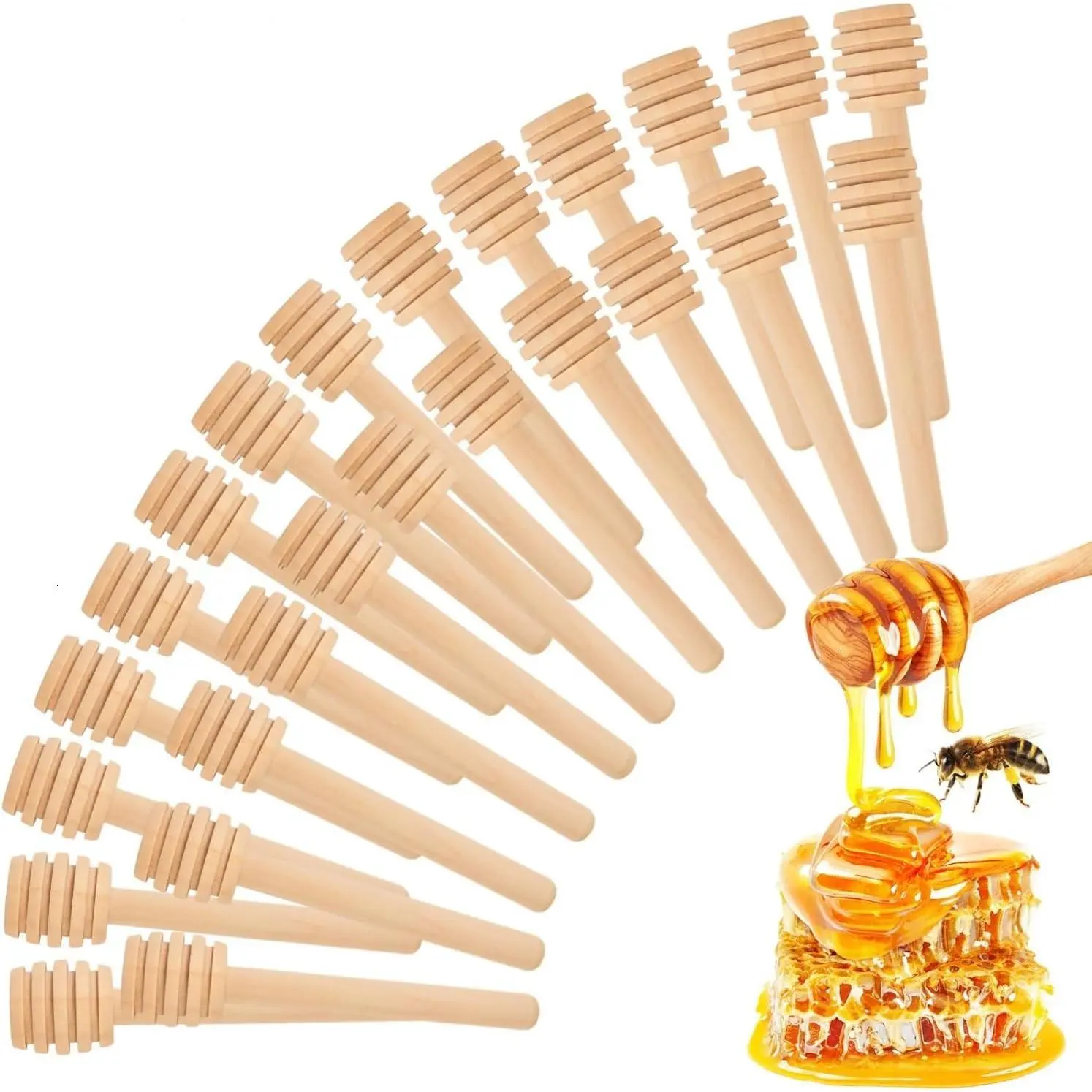 25 PCS Wooden Honey Dipper Sticks, 3 Inch Honey Sticks Mini Honeycomb Sticks, Small Mini Honey Dipper Bulk for Baby Shower Wedding Bee Themed Party Favors Gift