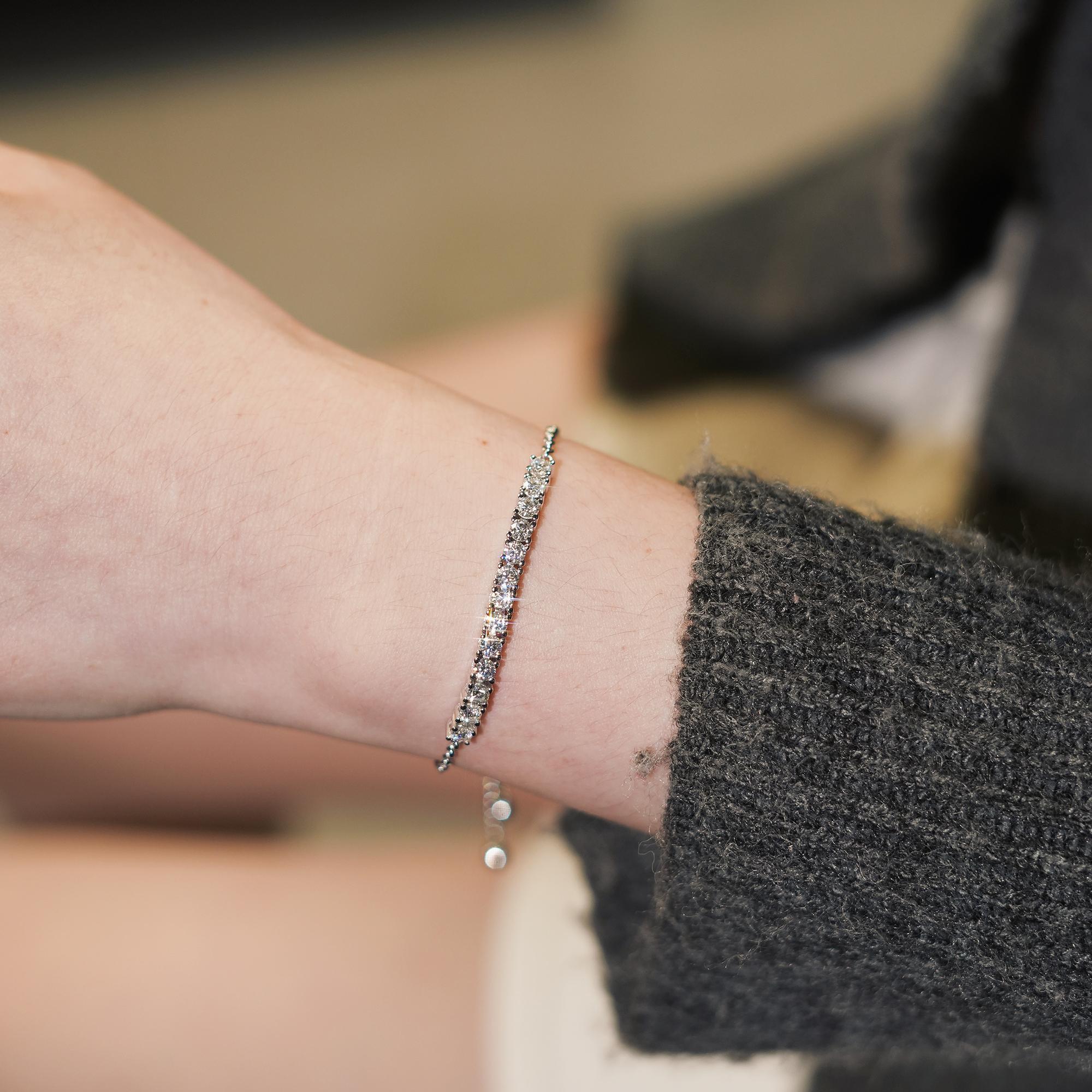 【#364 Partial Tennis】1.3CT Partial Tennis Synthetic Moissanite Slider Bracelet in 925 Sterling Silver