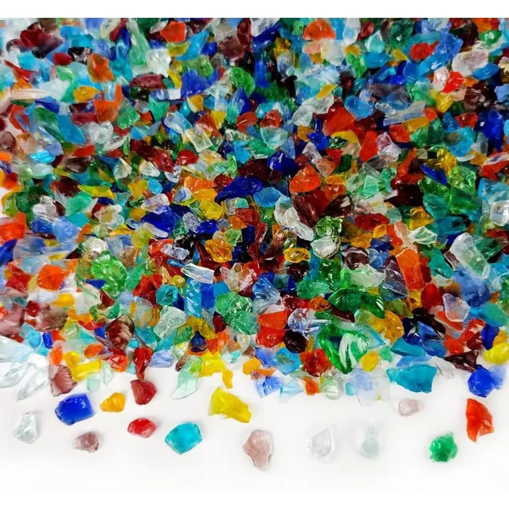1.3 LB Crushed Glass Broken Glass Pieces for Resin Art,Crafts,Mixed Color Crush Terrarium Rocks Stones,Fire Pit,Succulents,Vase Fillers,Candle Holder Filler