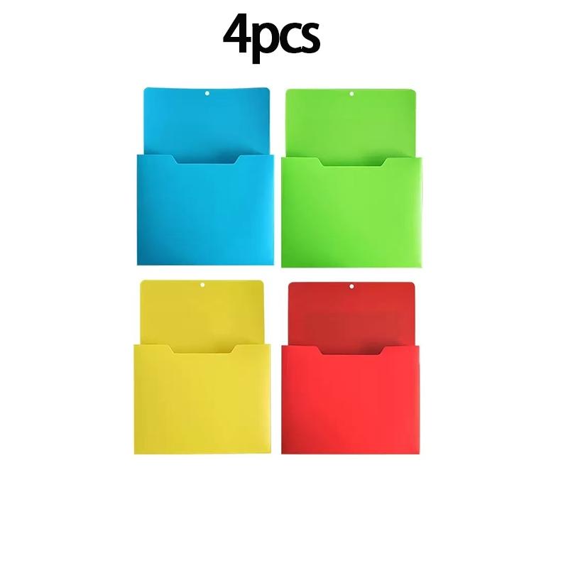 4-Pack A4 Magnetic Classroom Wall-Mounted Fridge File Folder, Deep Slot Design, Multi-Functional Storage for Refrigerator, Blackboard, Walls