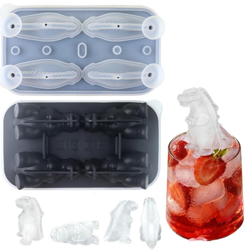 Dinosaur Ice Cube Tray, Silicone Ice Trays for Freezer, Easy Release BPA Free Mold with Lid, Perfect for Oxo Whiskey Cocktail Drinks