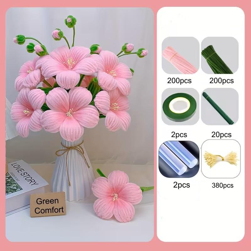 706-Piece Rose Flower Twisting Sticks Bouquet Set, Includes 300 Pipe Cleaners, 382 Flower Centers, Ideal for Christmas, Mother's Day and Graduations
