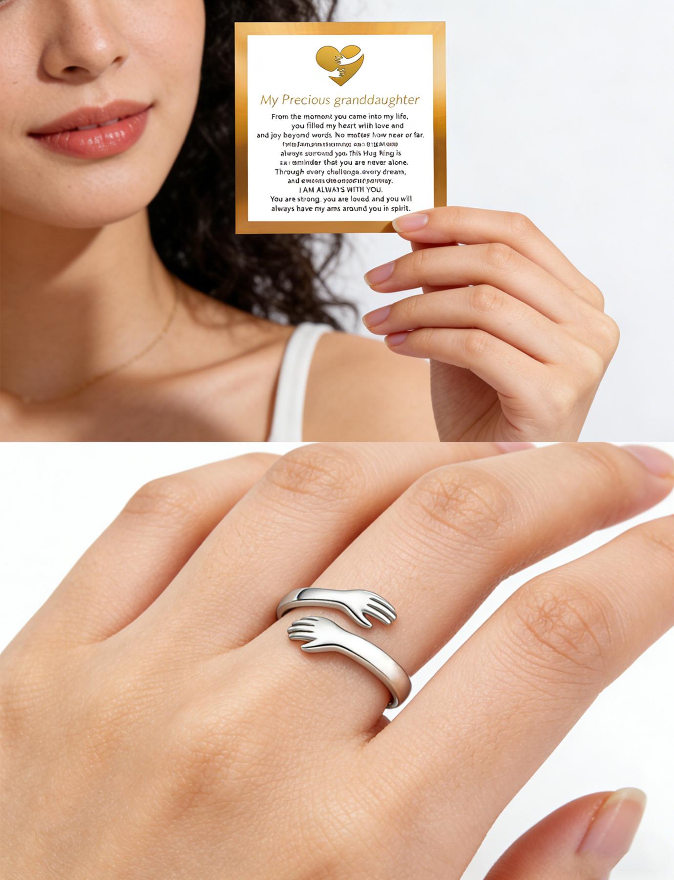 Granddaughter Hug Ring, Hopeful Adjustable Copper Band, Elegant Daily Wear Jewelry, Perfect Gift for Birthdays & Graduations