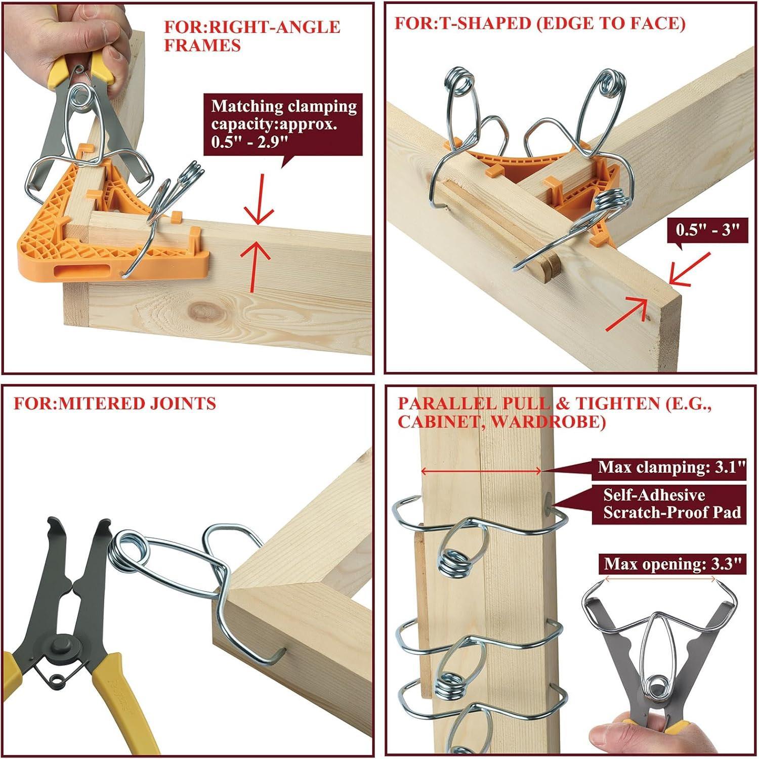 Versatile Corner Clamp Set for Woodworking.Hold and tighten the 90 right angle,T-joint,miter joint,cabinet frames Versatile Corner Clamp Set for Woodworking.Hold and tighten the 90 right angle,T-joint,miter joint,cabinet frames
