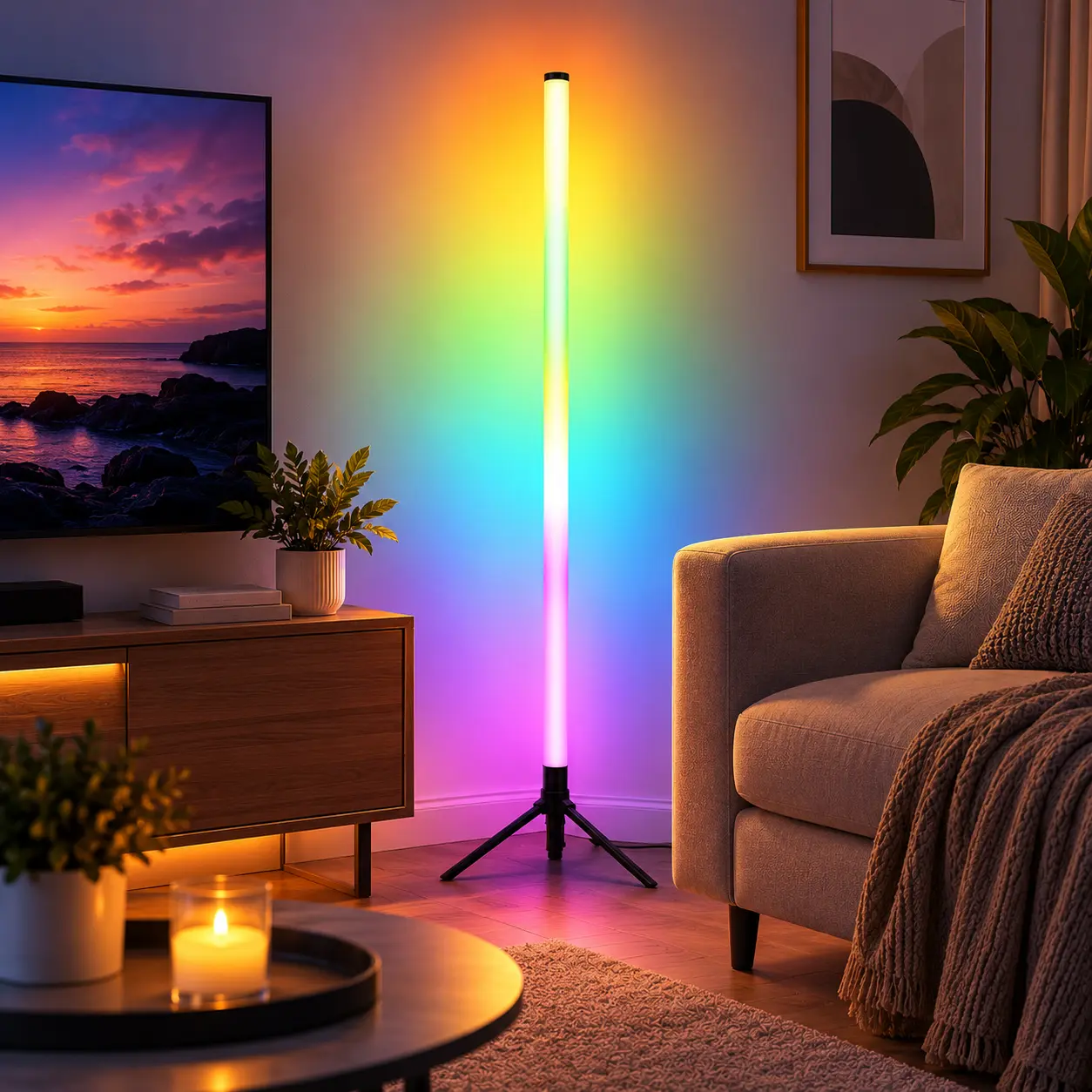 1/2 Pack LED Corner Floor Lamp, Smart Color Changing Ambient Light with APP & Remote Control, Music Sync, 16 Million Colors, Timer & Adjustable Brightness for Bedroom, Living Room, Gaming Setup, Party & Home Decor