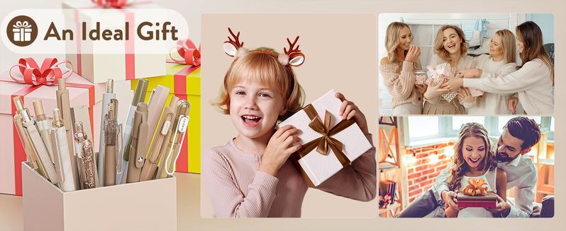 Four Candies Gel Ink Pen Set,14PCS Pen Set with Case, Cute Note Taking 0.5mm Fine Point Retractable 12PCS Black Ink Pens with 2 Highlighter for School, Note Taking,Writing, Office Supplies, girly office supplie,journaling supplies  Pastel Markers Portable