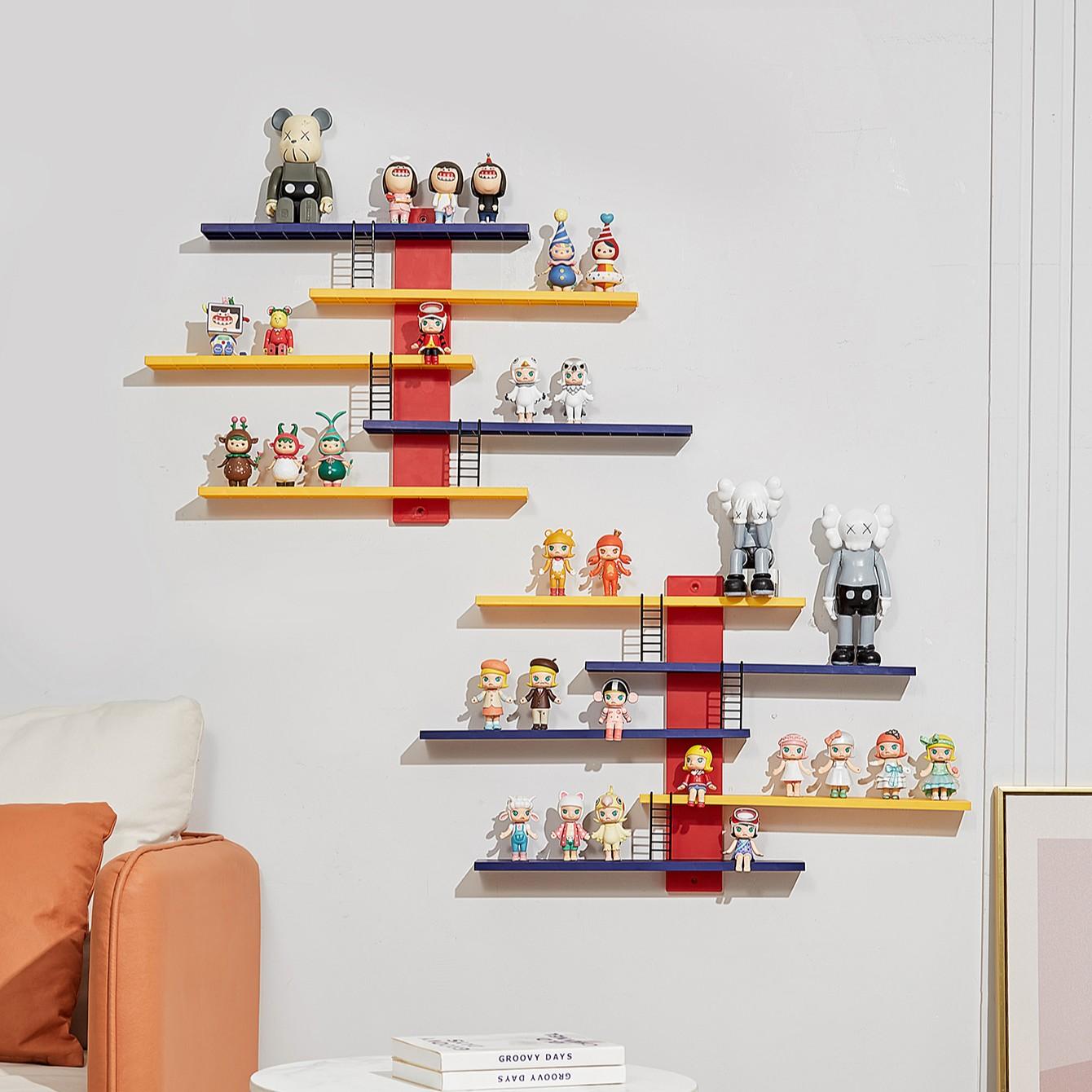 Adjustable Wall-Mounted Display Rack, 5-Tier Ps Board Storage Shelf, Modern Home Decor Organizer for Action Figures, Dolls, Statues, Toys