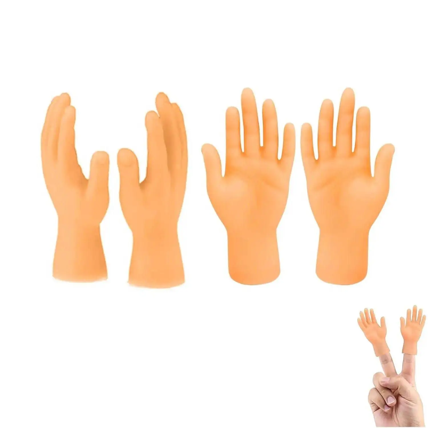 2pcs Tiny Hands Funny Foot Puppets Little Hands Sticks Fake Finger Small Hands for Cats Joke Prank Game Halloween DIY Doll House
