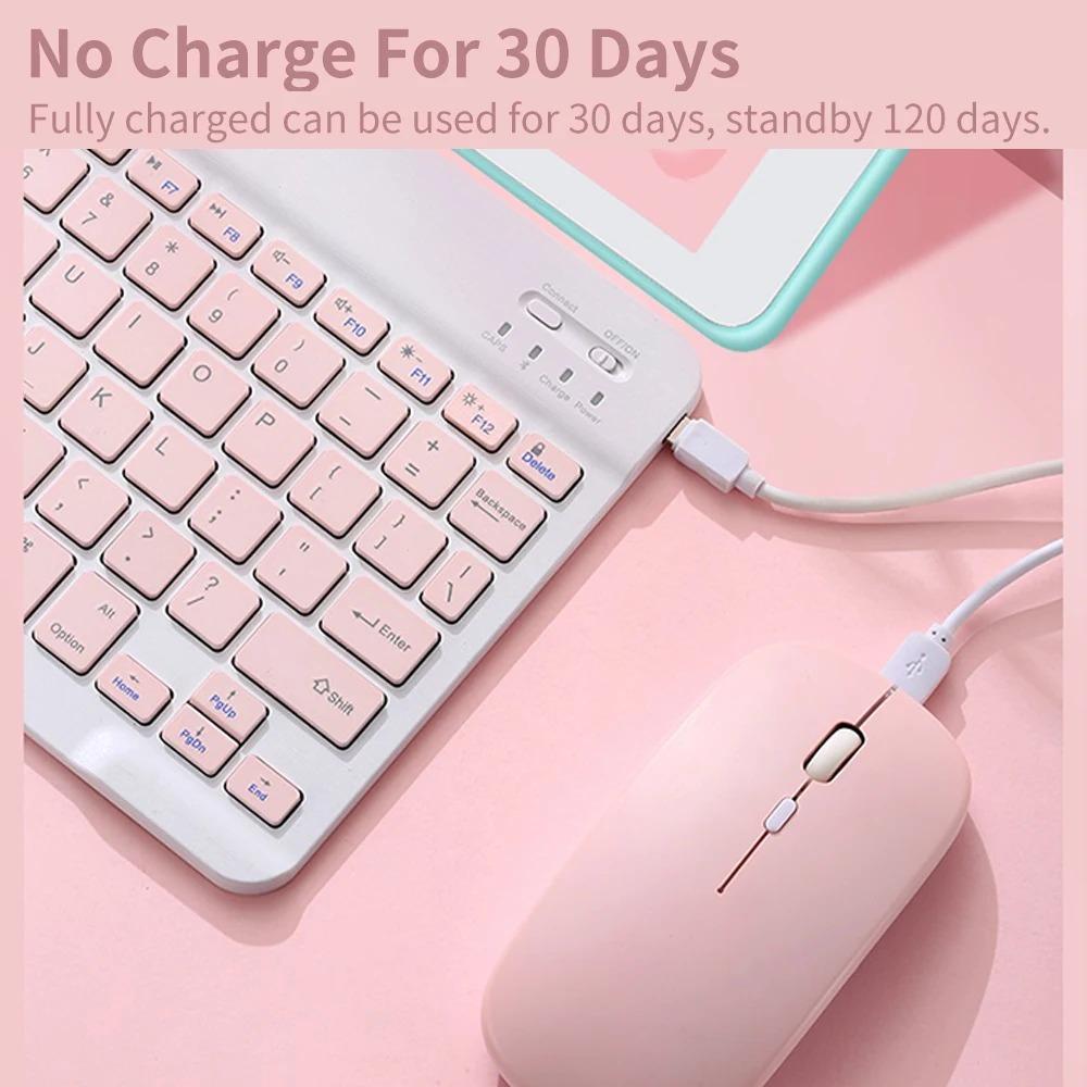 Slim Wireless Keyboard and Mouse for iPad/tablet(iOS/android/PC), Bluetooth-compatible Rechargeable, Ambidextrous Design, Portable Compact Combo
