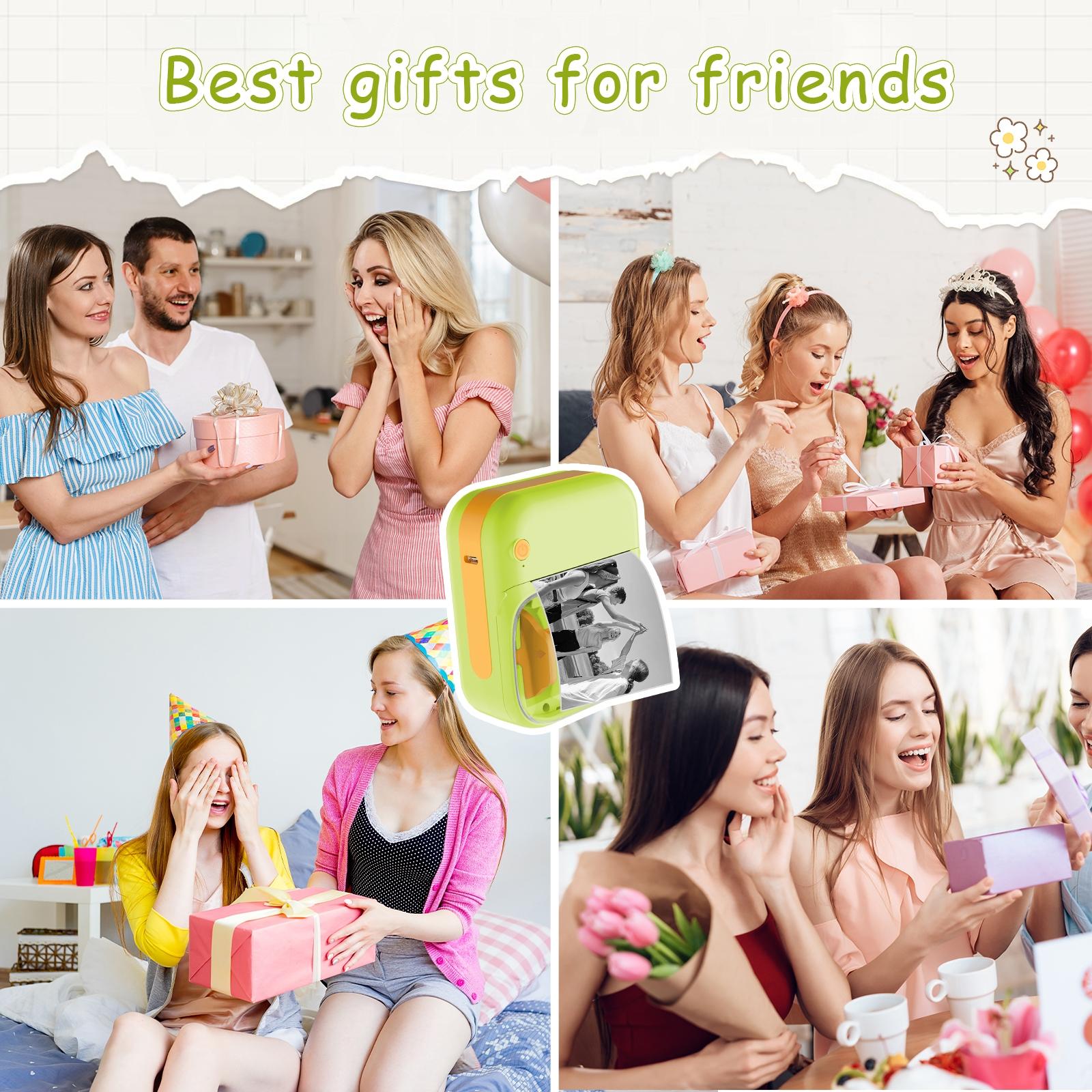 Mini Sticker Printer Childrens Gift Portable Thermal Printer for Pictures Vintage Style Photos Receipts Notes Lists Labels Memos QR Codes Bluetooth Wireless Smart Printer Bluetooth Thermal Note Machine for Learning Journaling Note Taking