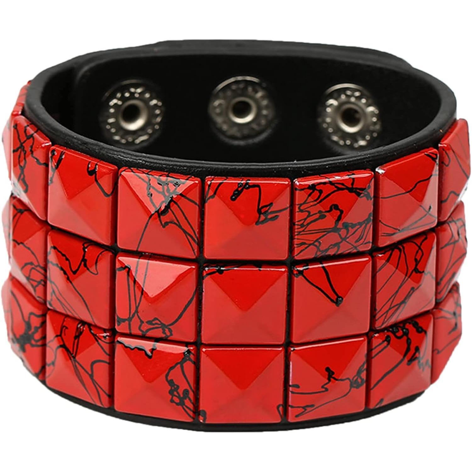 Men Women Cuff Leather Bracelet Punk Stud Wristband Bracelet Rock Adjustable Bangle Unisex