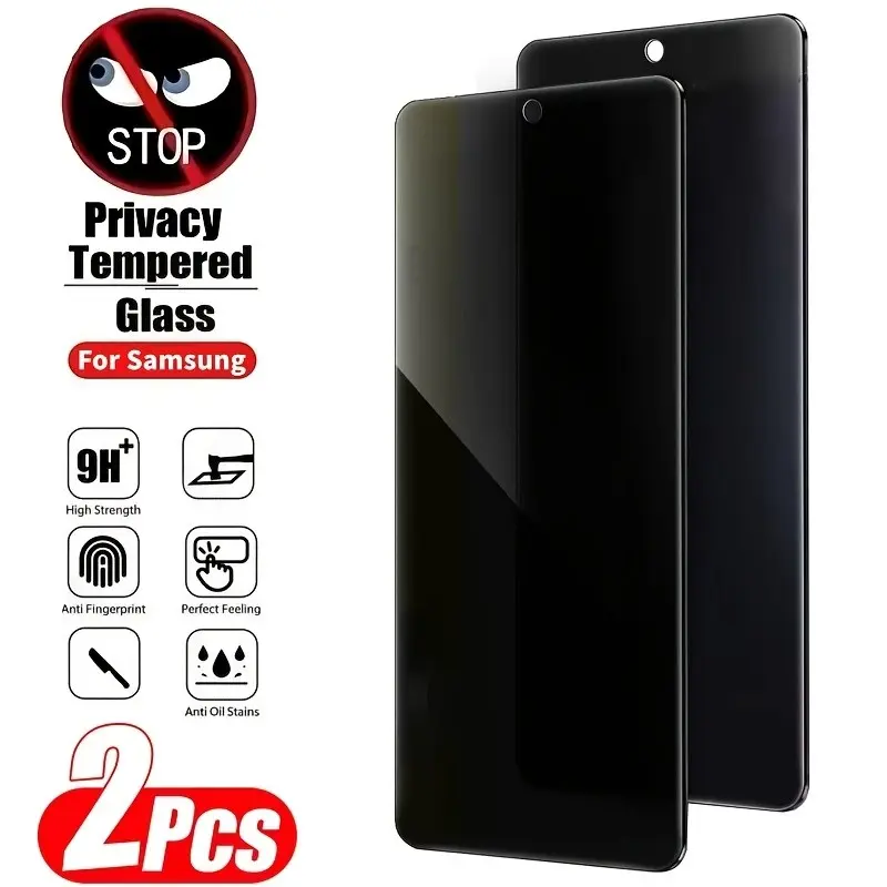 2-Pack 28° Privacy Tempered Glass Screen Protector, Compatible with Samsung Galaxy S20 S21 S23 S24 S25 Fe A51 A52 A53 A54 A55 A56 A57 A14 A15 A16 A17 A24 A25 A26 A33 A34 A35 A36 A37 4g5g Full Screen Privacy Glass