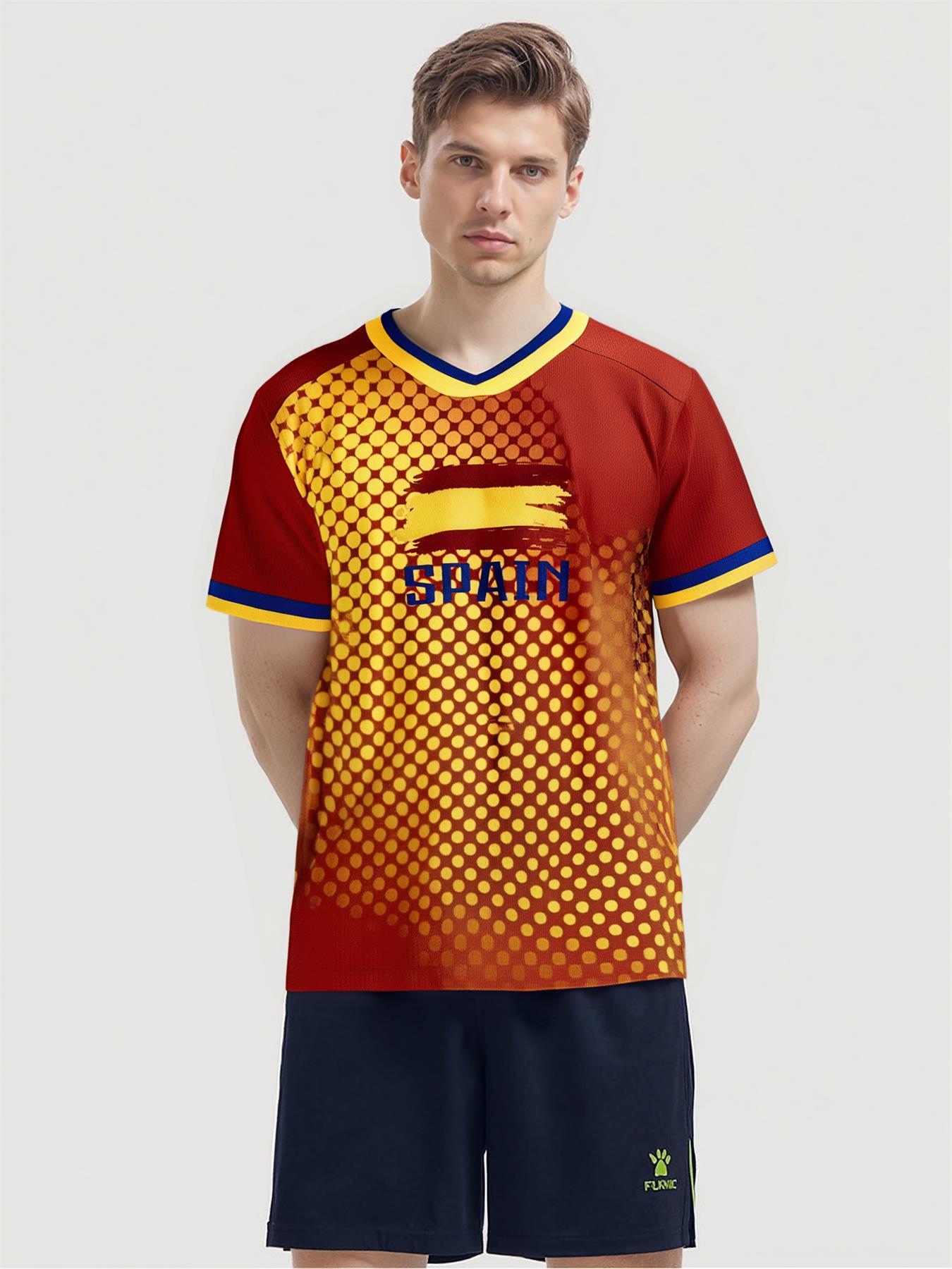 Spain Football Jersey Men's Breathable Soccer Shirt Spain National Team Fan Training Uniform