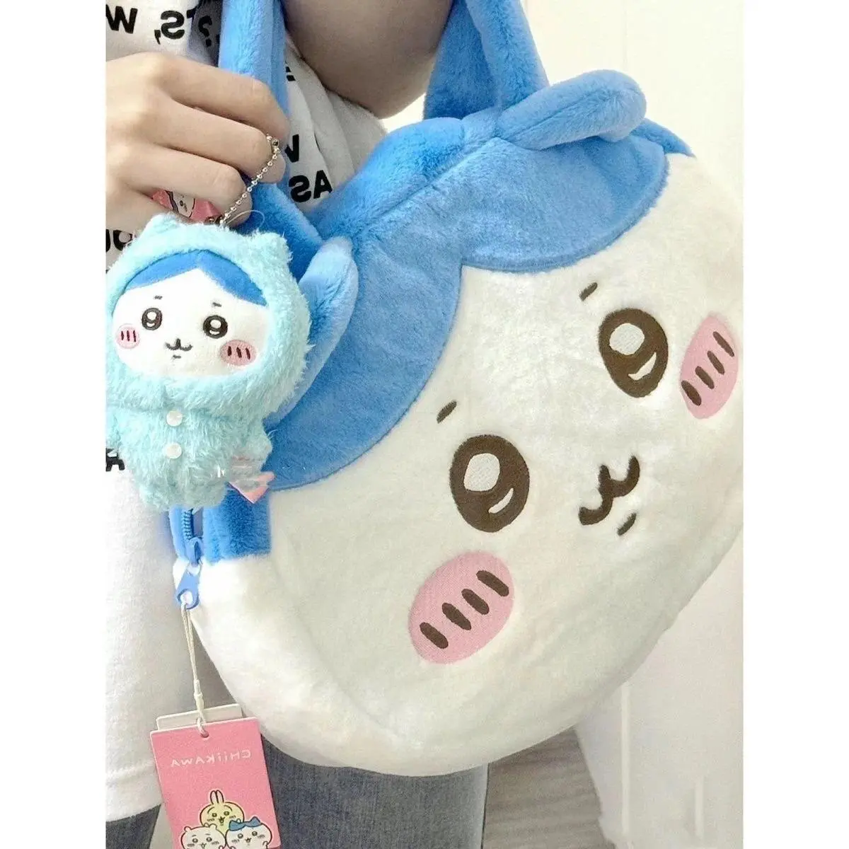 New cute jiyi self-deprecating bear handbag tote bag Hachiji Ikawa plush big head bag kawaii girl gift