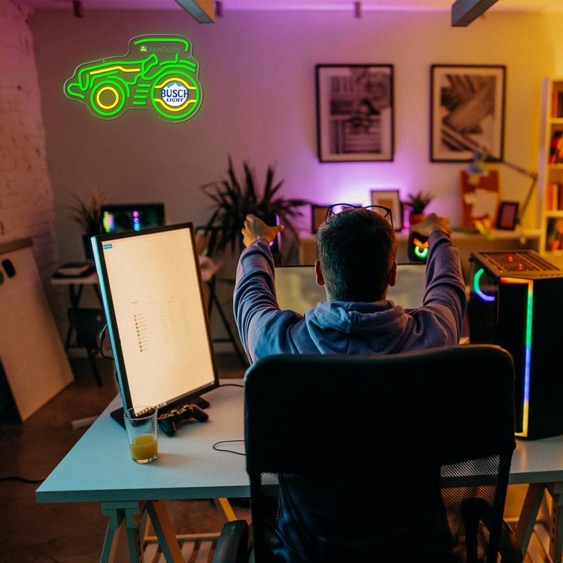 Vintage Tractor Neon Sign - USB Powered, Dimmable, Wall-Mounted, Personalized Cute Green Vehicle LED Light for Home Man Cave Garage Bar Bedroom Birthday Gift for Boys Men Neon Lights