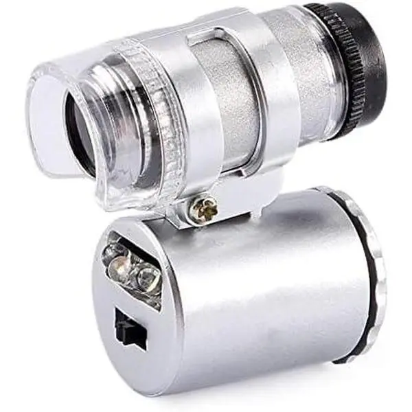 60X Pocket Microscope Portable Mini Microscope Handheld  Magnifier Loupe Glass LED Light Magnifying Microscope