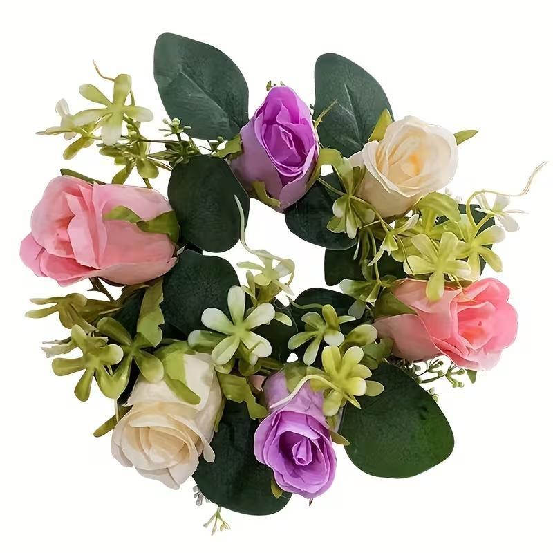 4 Handmade Realistic Rose Wreaths with Candle Holders, Wedding Centerpiece Decor, Valentine's Day, Easter, Hanukkah, Graduation Party Decor
