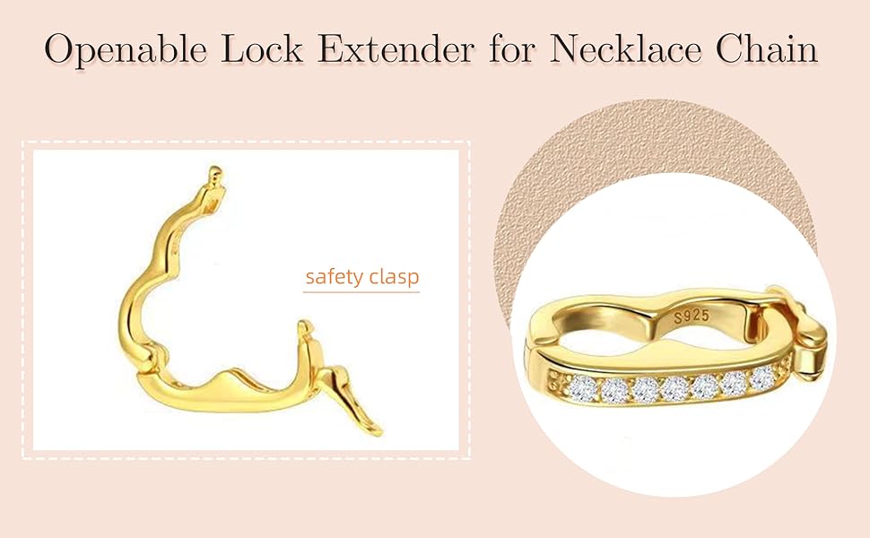 OHINGLT 925 Sterling Silver Necklace Clasp,Pearl Enhancer Push Clasp with Secure Lock,Strand Shortener Openable Lock Extender for Necklace Chain