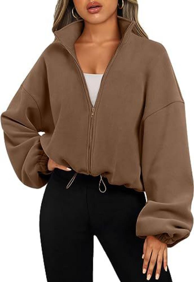 Women's Fleece Sports Jacket - Female Stand-Up Collar, Breathable, Zippered, Hand-Washable Outdoor Outerwear