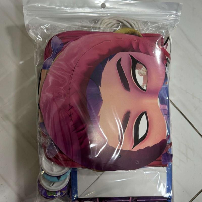 Korean cartoon girl group Dopamine Party gift set 5-piece set: 12 bracelets, 12 keychains, 12 gift bags, 12 cartoon badges, 12 decorative glasses, leaving unforgettable party memories