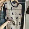 Women's Casual Loose-Fitting Round Neck Sleeveless Printed Knit Top Lightweight, Cartoon Cat Print, Deep Blue Edge, Fall & Winter Fashion, Sleeveless Knitted Vests, Womenswear