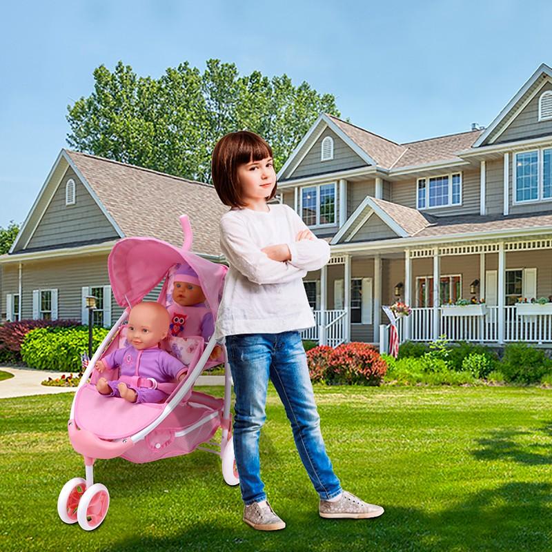 Anivia Brand Doll Stroller, Role Play Toy, Foldable Doll Stroller for Kids Aged 3+, Fits 11-18 Inch Dolls, Silent Wheels, Perfect Gift