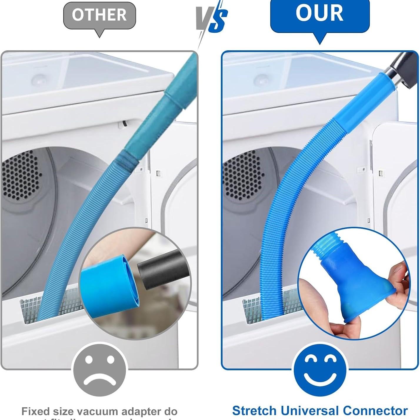 Dryer Vent Cleaning Kit, Universal Fit for Most Vacuum Cleaners, Deep Cleans Clogged Vents, Reduces Fire Hazards, Dryer Vent Cleaner Dryer Lint Vacuum Attachment with Stretch Connector Compatible with All Vacuum Cleaner Vacuum Hose Lint Remover