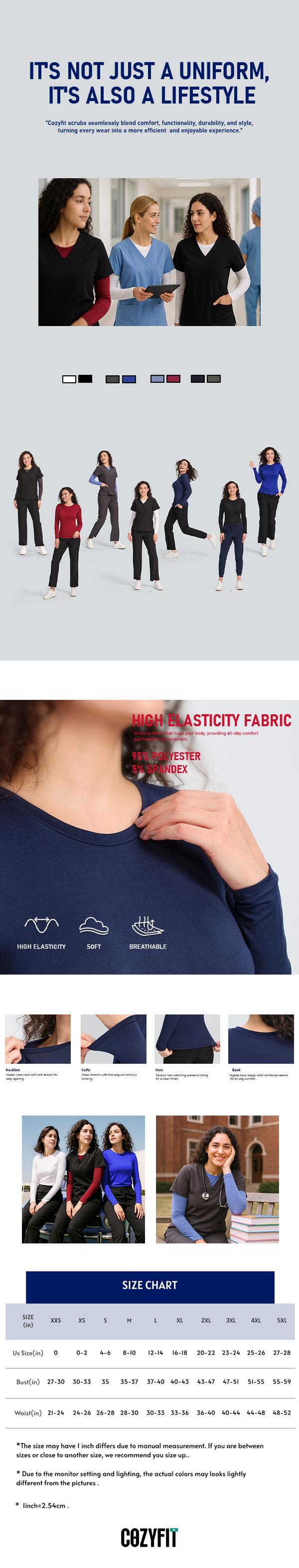 COZYFIT Scrub Undershirts Long Sleeve Women - Underscrub Comfort Tee TikTokShopBlackFriday SpringStatements