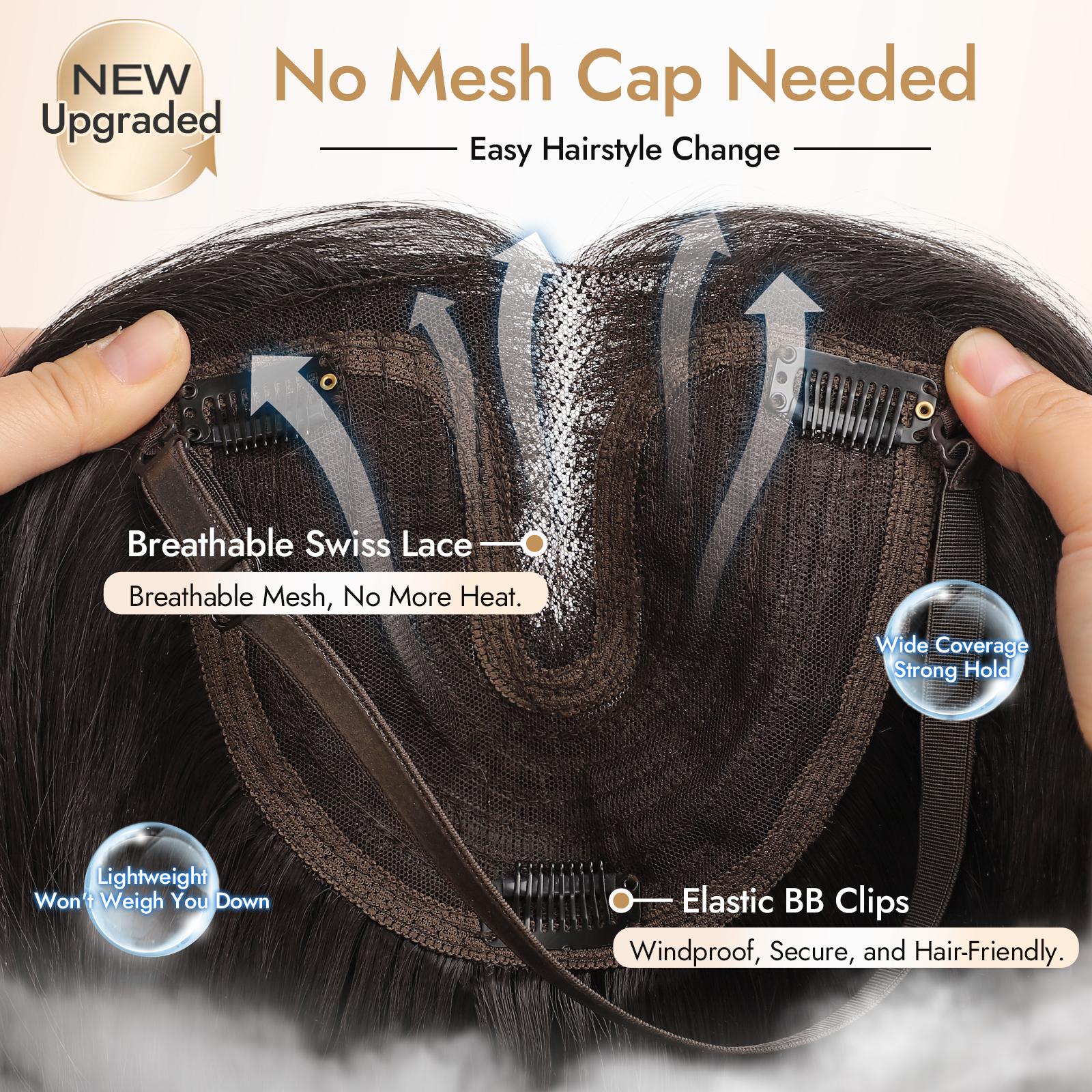 [AISI HAIR]Hair Topper Clip 24inch 3D 360° Cover Hair Toppers for Women with Thinning Hair Easy to Wear Fluffy Toppers Hair Pieces for Women with 3 anti-slip clips Many Colors