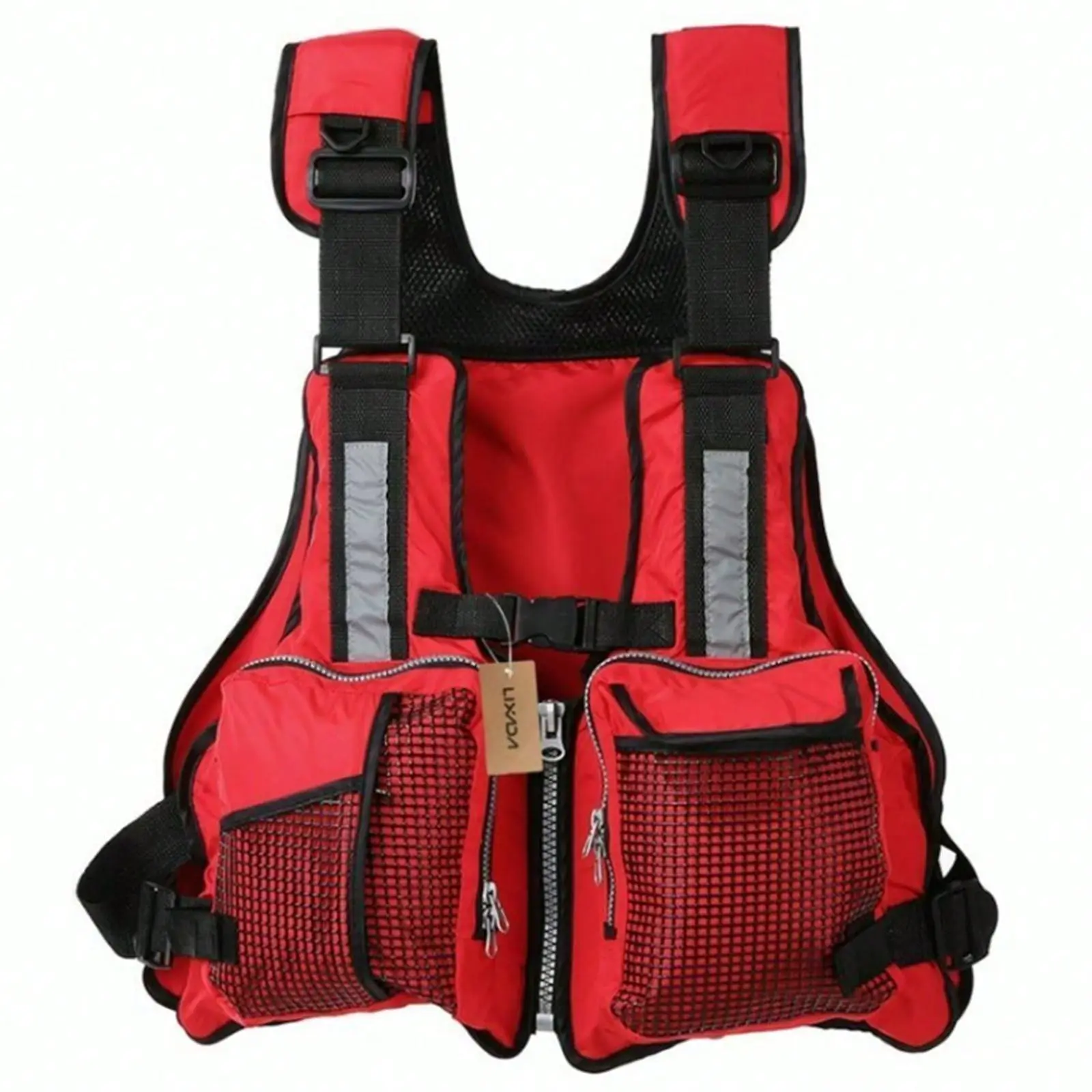 Adjustable Adult Life Vest with Multiple Pockets, Buoyancy, Sailing, and Reflective Design