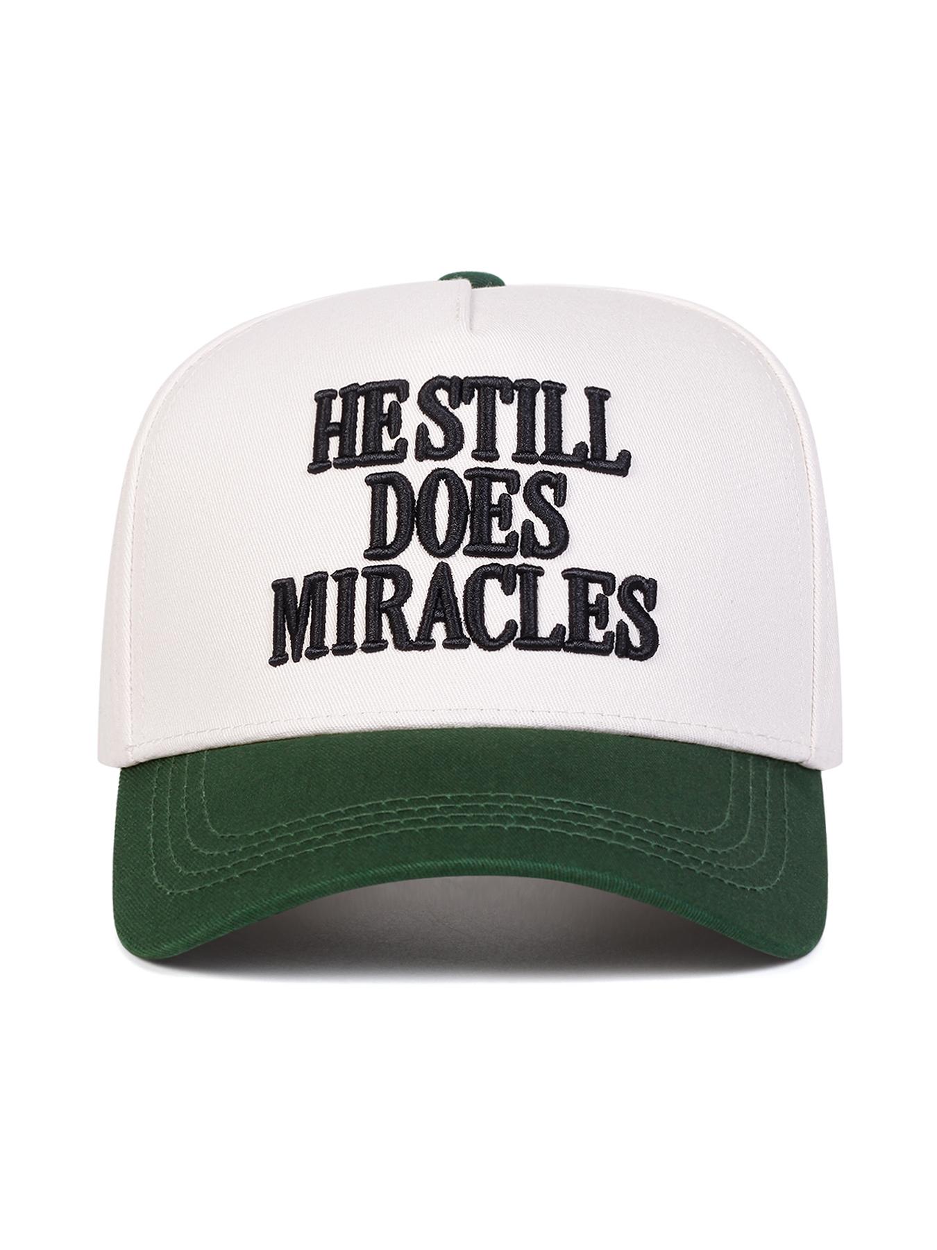 Unisex Miracles Embroidered Baseball Cap, Snapback Hat, Adjustable Outdoor Sun Protection Hat, Casual Fitted Design for Spring & Fall Travel