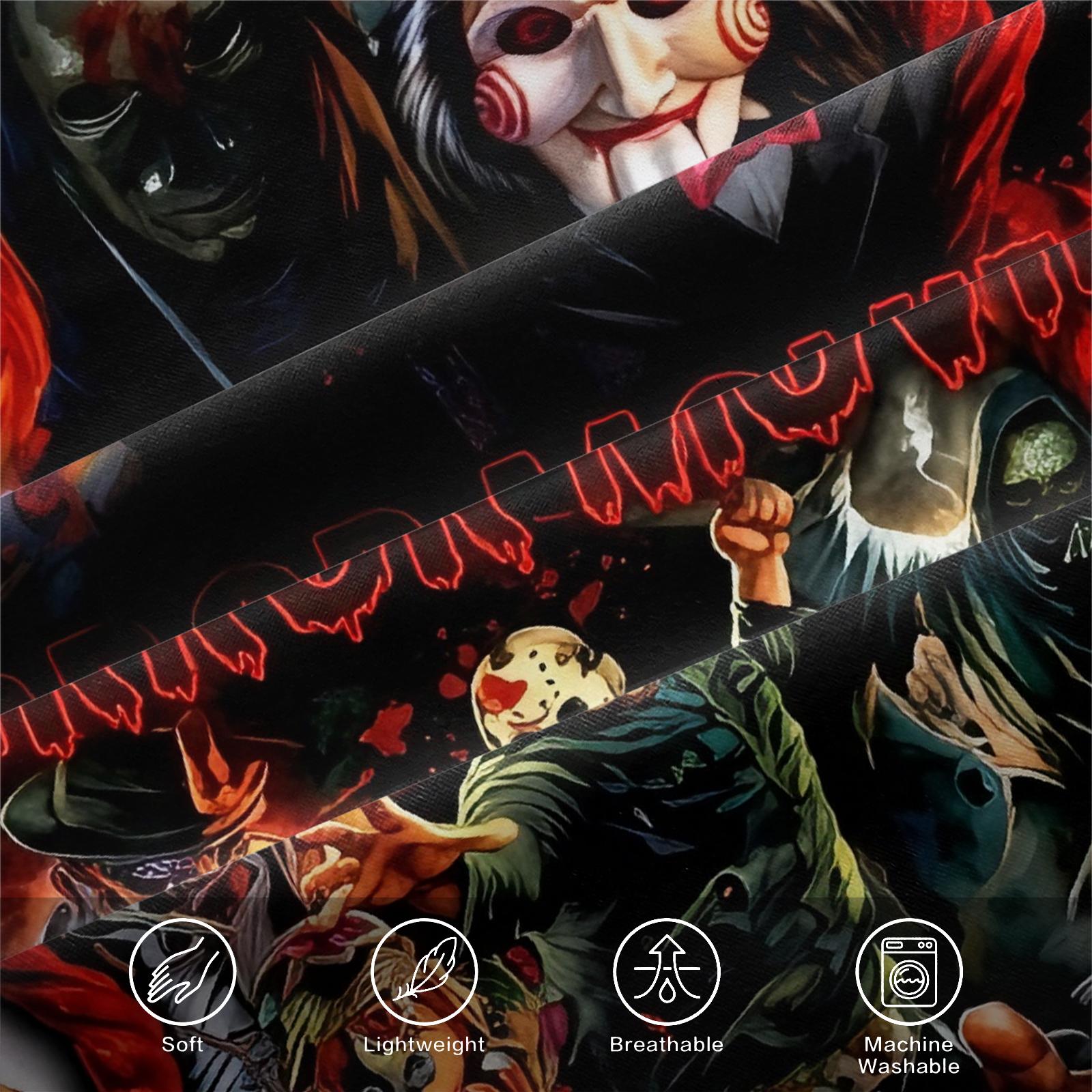 Horror movie printed pattern bed sheet, comfortable printed pattern, including 1 bed sheet and 2 pillowcases, comfortable bedding, anti slip dust cover suitable for bedrooms and guest rooms, suitable for children and adults as gifts, Bedsheet Sets